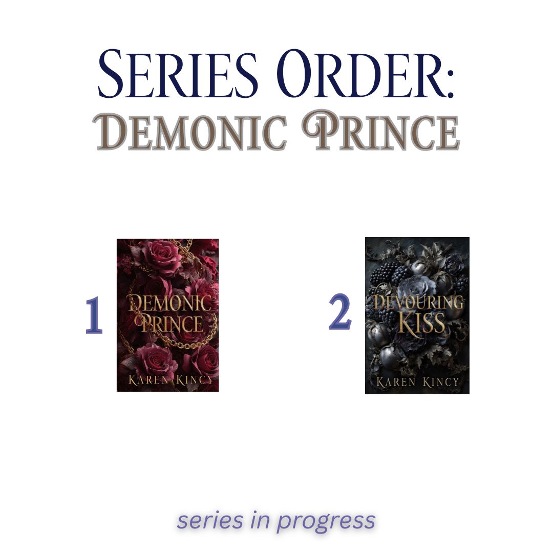 Two book covers of 'Demonic Prince' and 'Devouring Kiss' with series order text on a white background.