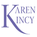 Purple logo with 'Karen Kincy' text on a transparent background