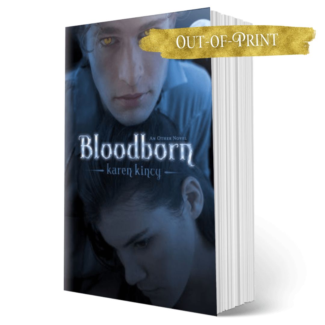 Book titled 'Bloodborn' by Karen Kincy with a 'Out-of-Print' label on a white background