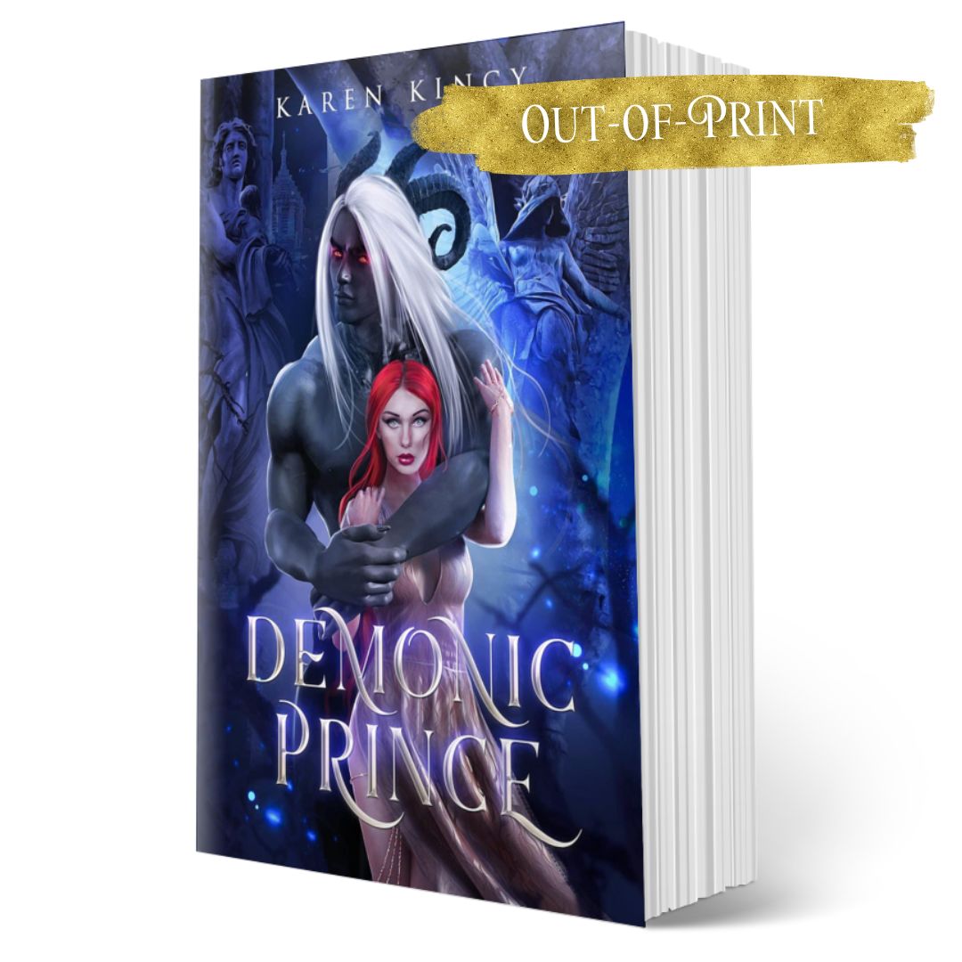Book titled 'Demonic Prince' by Karen Kincy with a fantasy cover featuring a dark theme.