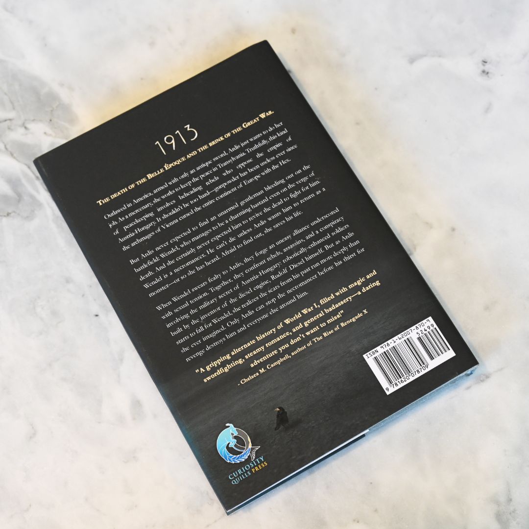 Back cover of a book with text and a barcode on a textured surface
