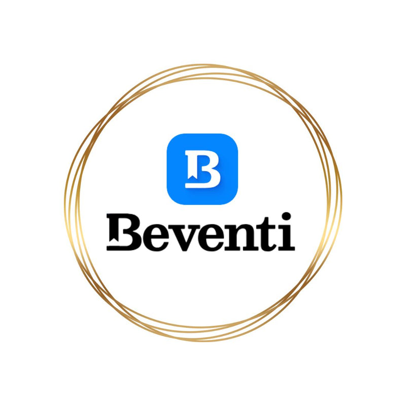 Beventi logo with a blue square and 'B' symbol on a white background